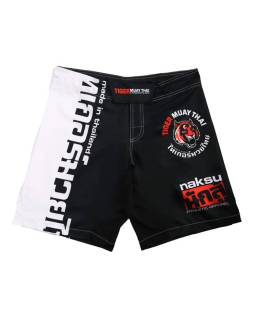 MMA Shorts - "50-50" - Black & White