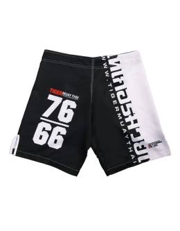 MMA Shorts - "50-50" - Black & White