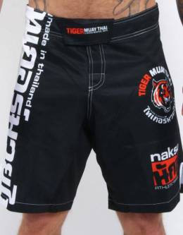 MMA Shorts - "50-50" - Black & White