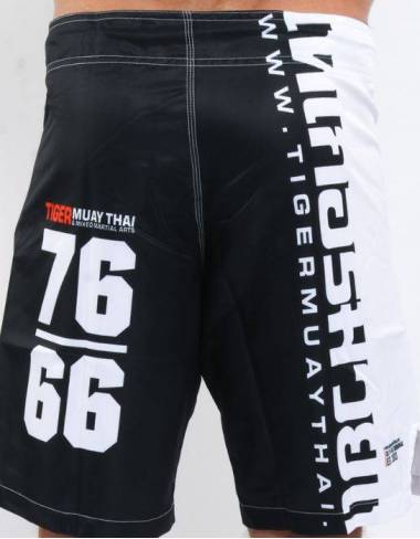 MMA Shorts - "50-50" - Black & White