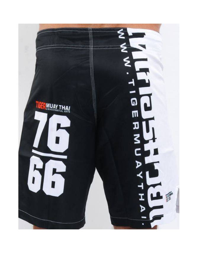 MMA Shorts - "50-50" - Black & White