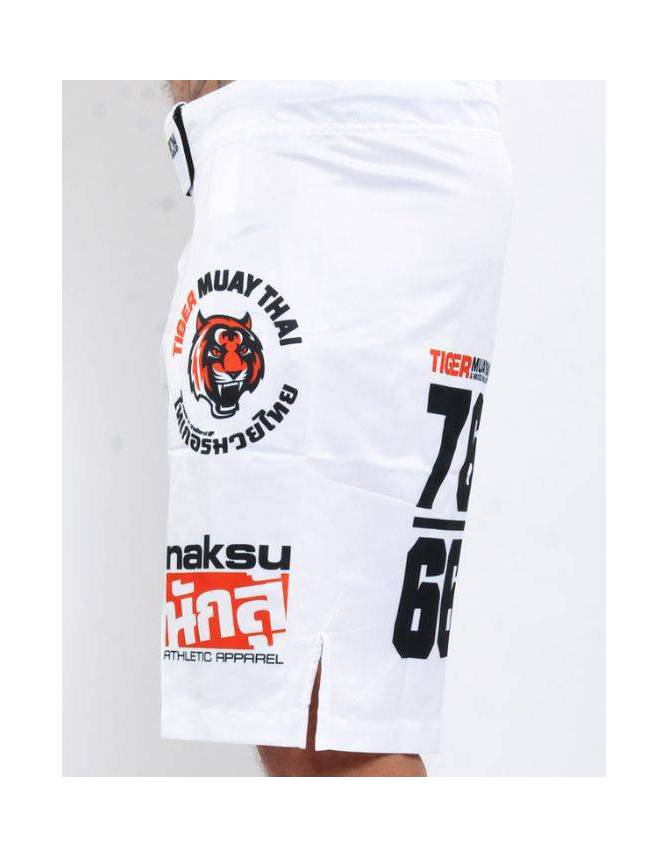 MMA Shorts - "50-50" - White & Black