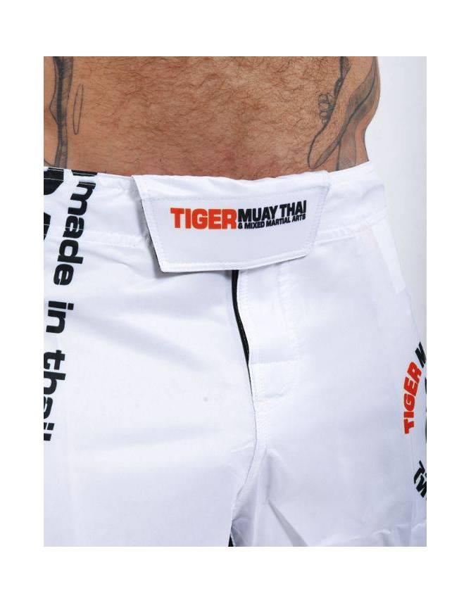 MMA Shorts - "50-50" - White & Black