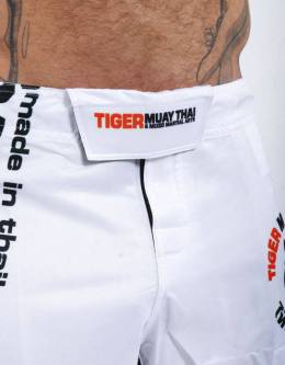 MMA Shorts - "50-50" - White & Black