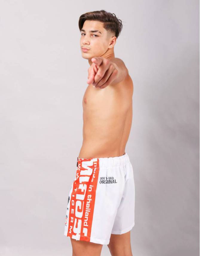 MMA Shorts - "Thai Writing '23" V2 - White