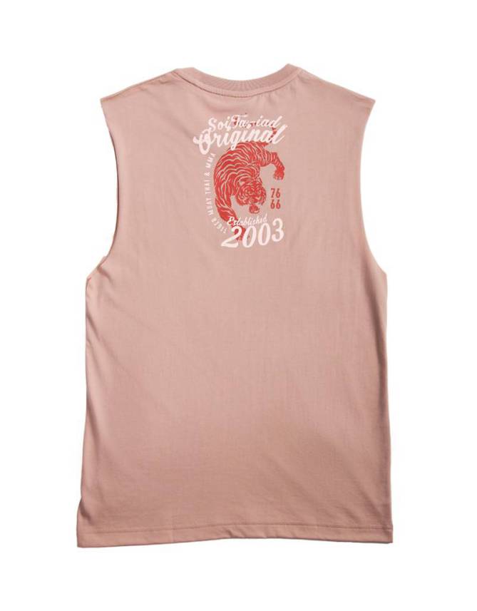 Low-cut Tank-Top - "Vintage" - Cotton - Light Brown