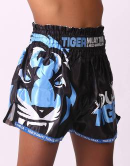 Kids Muay Thai Shorts - "Young Tiger" - Black & Blue