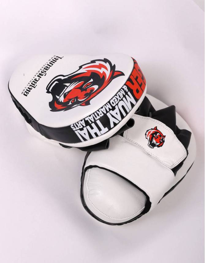 Tiger Muay Thai Focus Mitts - White & Orange