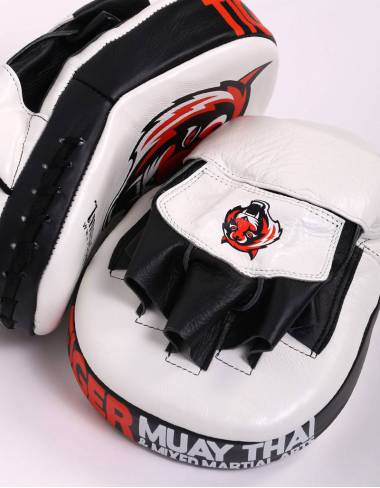 Tiger Muay Thai Focus Mitts - White & Orange