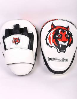 Tiger Muay Thai Focus Mitts - White & Orange