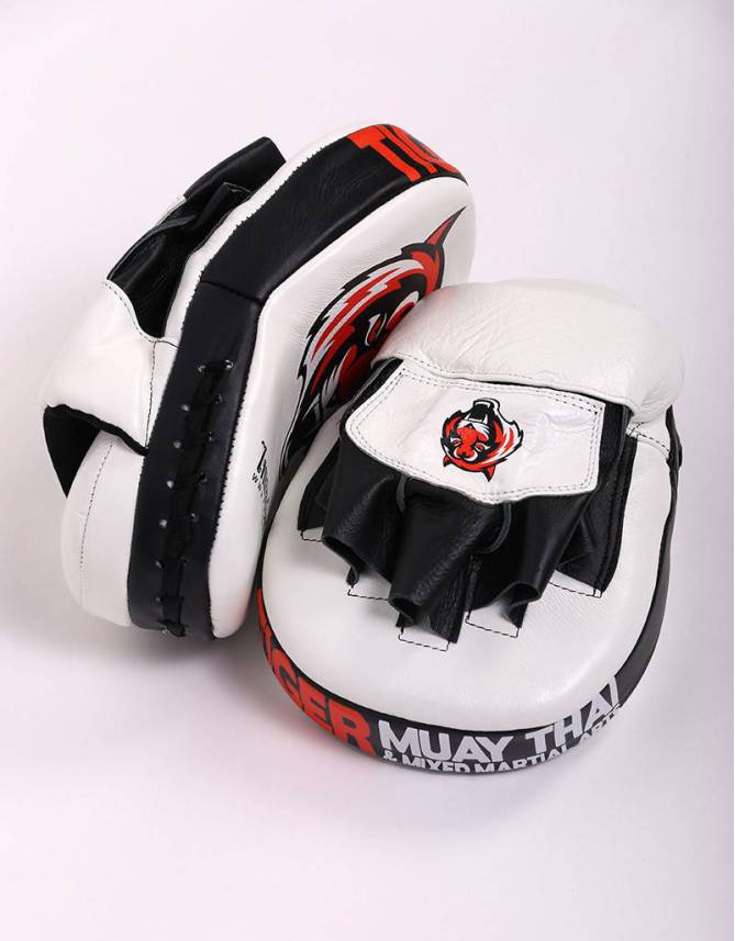 Tiger Muay Thai Focus Mitts - White & Orange