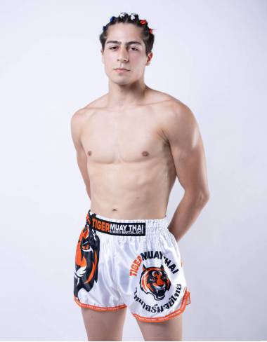 Muay Thai Shorts - "Signature" - White & Orange