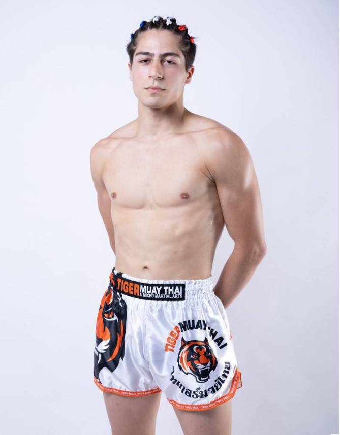 Muay Thai Shorts - "Signature" - White & Orange