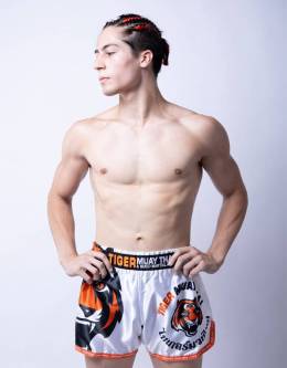 Muay Thai Shorts - "Signature" - White & Orange