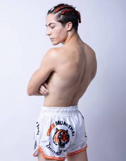 Muay Thai Shorts - "Signature" - White & Orange